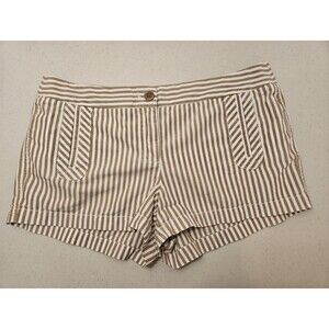 J.Crew Shorts Women’s Size 10 White Brown Engineer Stripes Chino